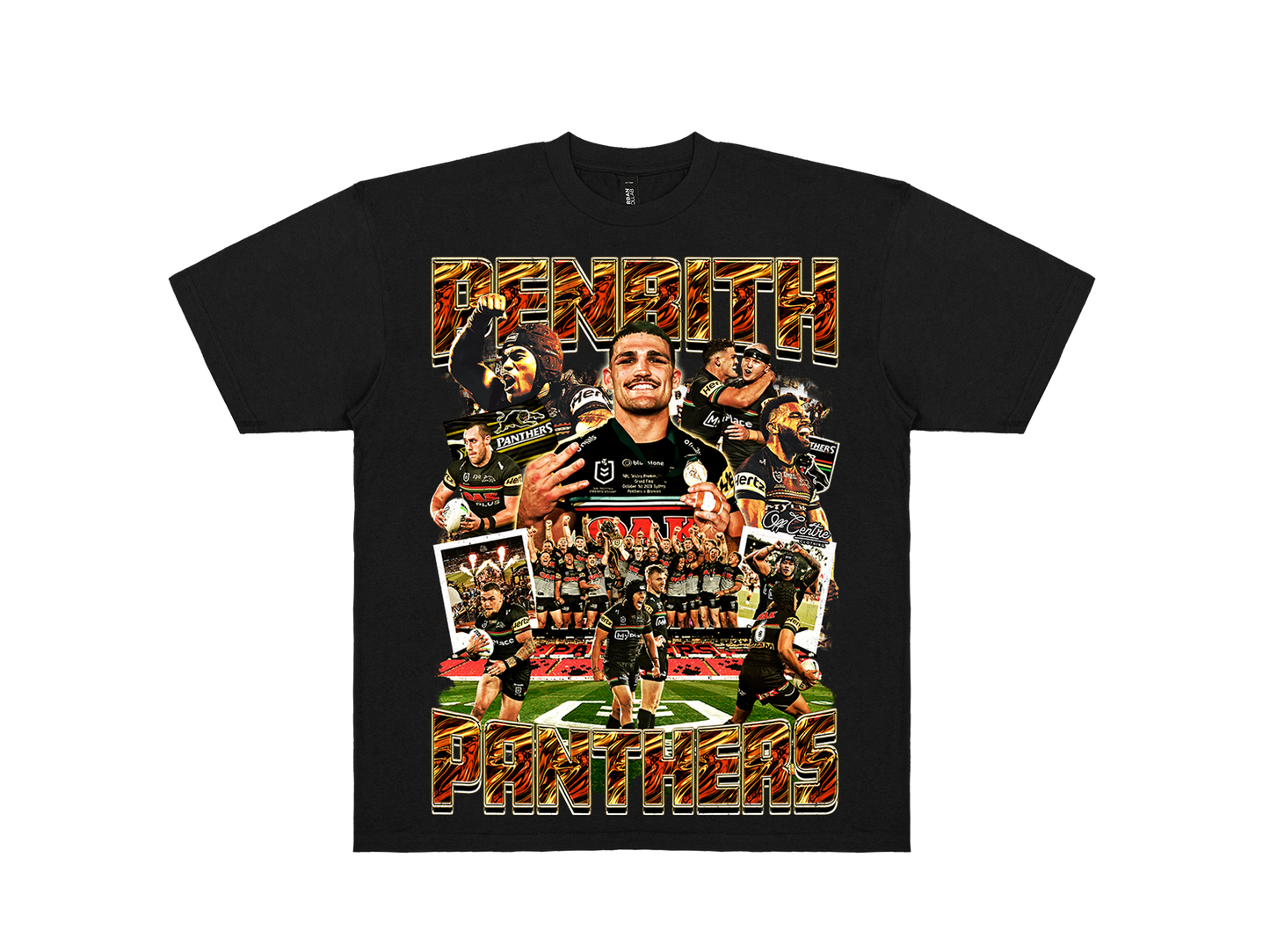 Custom Penrith Panthers graphic tee – Bootleg style NRL shirt for rugby league fans. Premium Black.