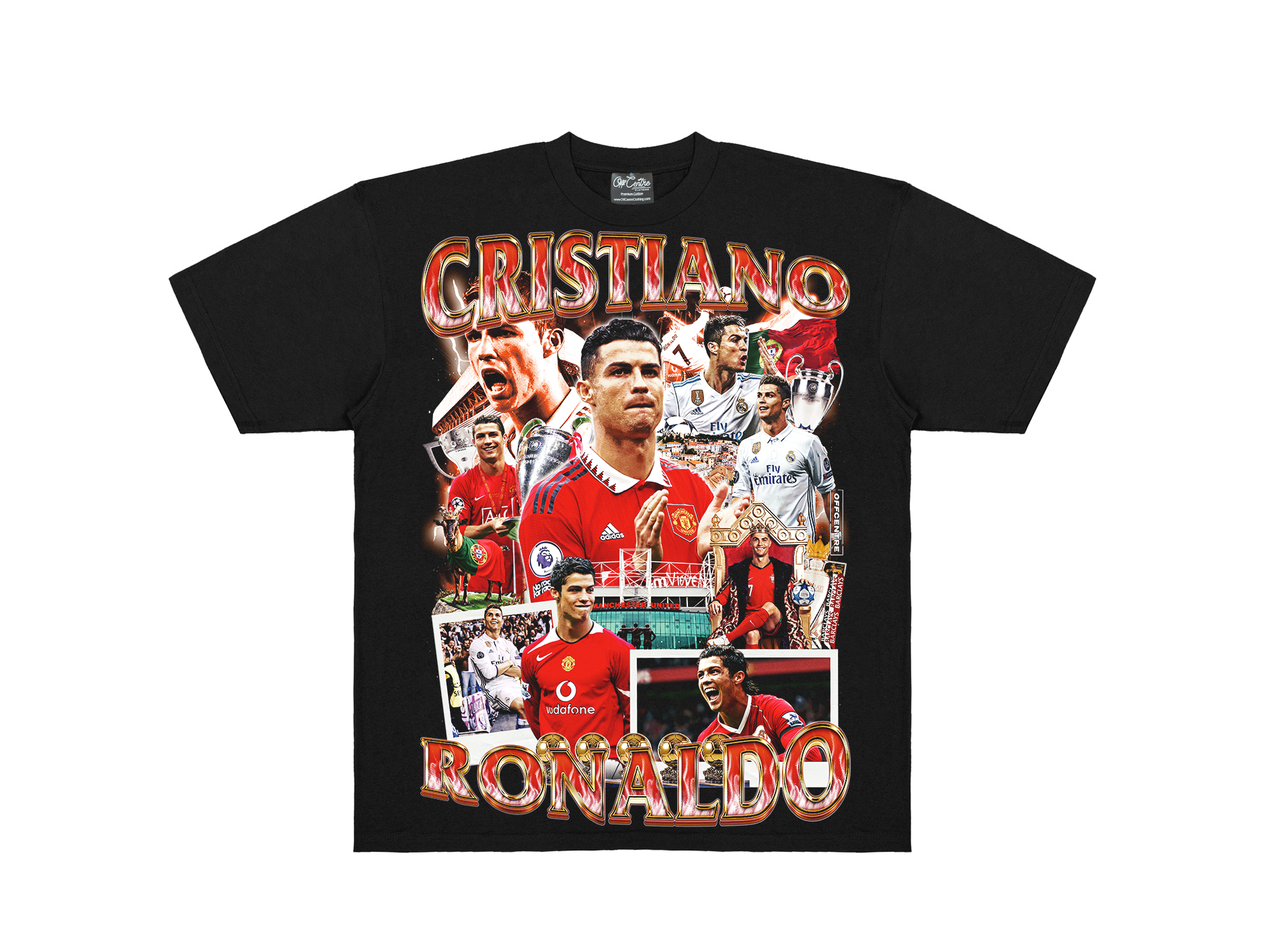 Cristiano Ronaldo graphic oversized T-shirt by OffCentre Clothing, front mockup